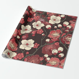 Papier Cadeau Élégant Motif sans couture en fleur de cerisier (1