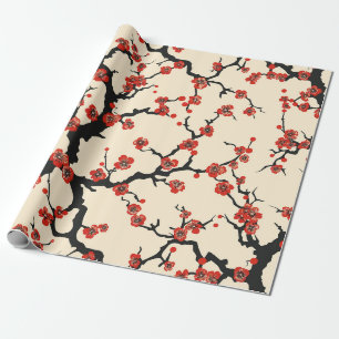 Papier Cadeau Élégant Motif sans couture en fleur de cerisier (1