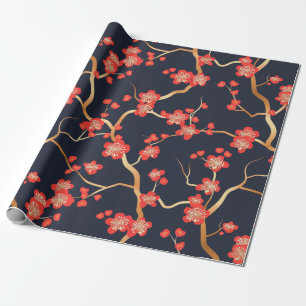 Papier Cadeau Élégant Motif sans couture en fleur de cerisier (3