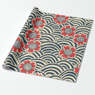 Papier Cadeau Élégant Motif sans couture en fleur de cerisier (8