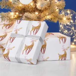 Papier Cadeau Élégant Noël de cerfs d'or