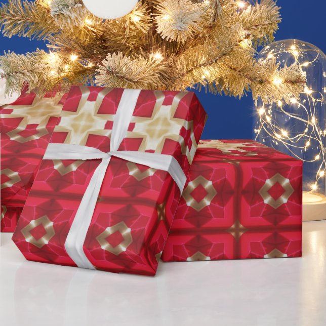 Papier Cadeau Élégant Noël d'or rouge (Vacances)