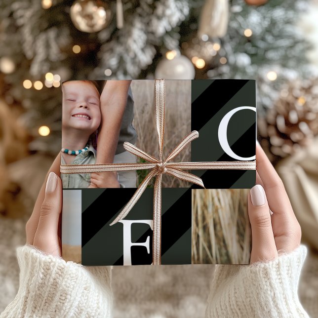 Papier Cadeau Élégant Noël Stripes Photo Collage Vacances (Créateur téléchargé)