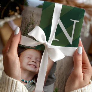 Papier Cadeau Élégant Noël Stripes Photo Collage Vacances