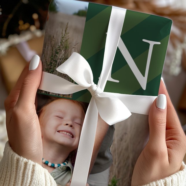 Papier Cadeau Élégant Noël Stripes Photo Collage Vacances (Créateur téléchargé)