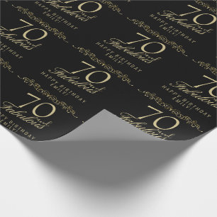 Papier Cadeau Élégant Noir 70 et Incroyable 70e Anniversaire