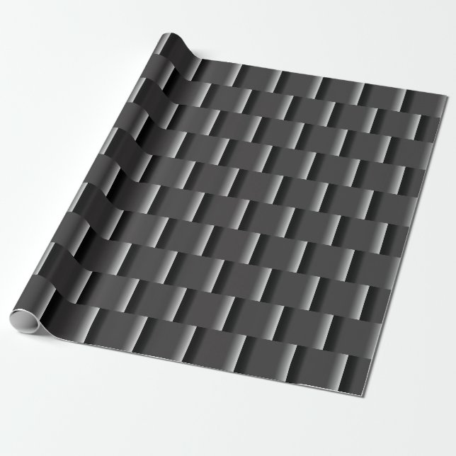 Papier Cadeau Elégant Noir à gris ombre grand Abstrait (Déroulé)