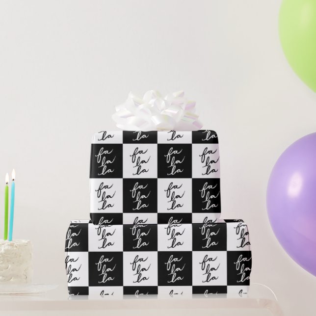 Papier Cadeau Élégant Noir et Blanc moderne Carol de Noël (Cadeaux de fête)