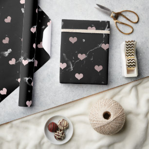 Papier Cadeau Élégant or rose Valentine's day coeur motif