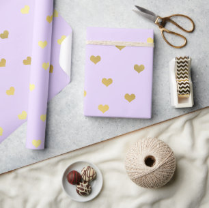 Papier Cadeau Élégant or violet Valentine's jour coeur motif