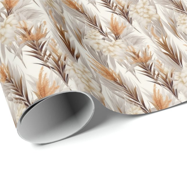 Papier Cadeau Elégant Pampas Grass carrelé (Coin rond)