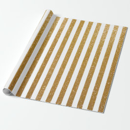 Papier Cadeau Élégant papier d'emballage rayé glitterie or