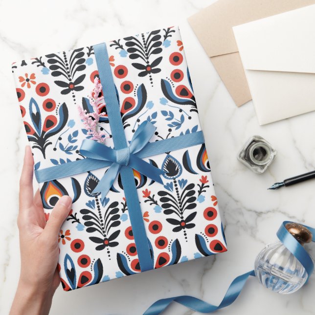 Papier Cadeau Élégant papier d'enrobage floral scandinave (Cadeaux)