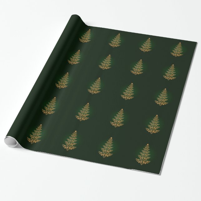Papier Cadeau Élégant papier d'enveloppement d'arbre de Noël ver (Déroulé)