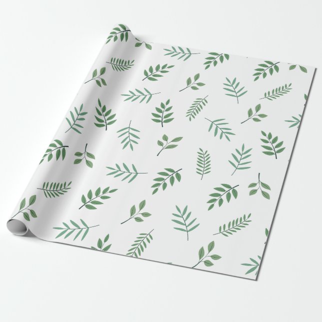 Papier Cadeau Élégant papier d'enveloppement de feuille verte su (Déroulé)
