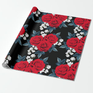 Papier Cadeau Élégant papier d'enveloppement de rose rouge