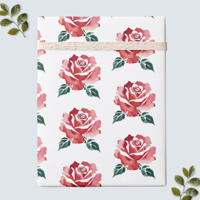 Papier Cadeau Élégant papier d'enveloppement de rose rouge (Elegant Red Rose Wrapping Paper for Women)