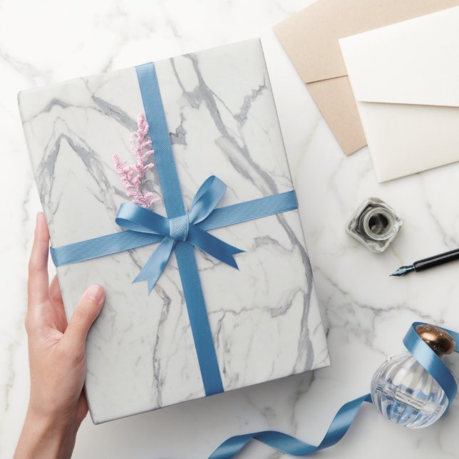 Papier Cadeau Élégant papier d'enveloppement en marbre blanc de  (Cadeaux)