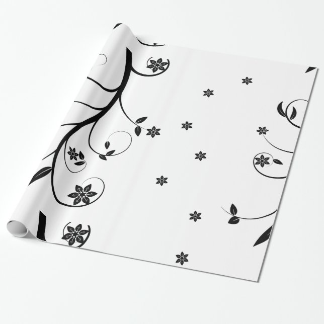 Papier Cadeau Élégant papier d'enveloppement floral (Déroulé)