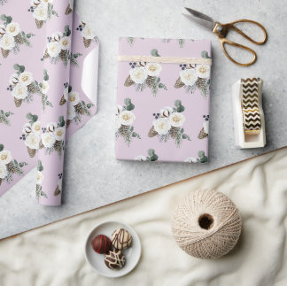Papier Cadeau Élégant papier d'enveloppement floral d'hiver