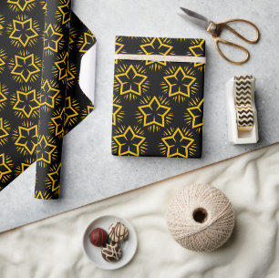 Papier Cadeau Élégant papier Motif Black et Gold Star