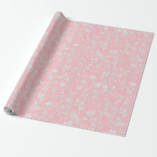 Papier Cadeau Elégant Parties scintillant Argent Foliing Rose D
