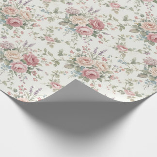 Papier Cadeau Elegant Pastel Roses Shabby Chic