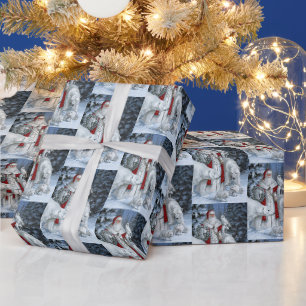 Papier Cadeau Élégant Père Noël et ours polaires Noël