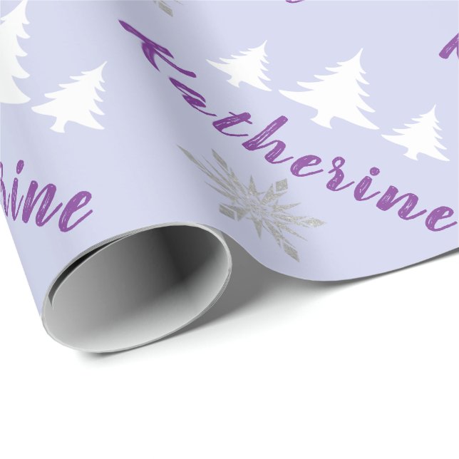 Papier Cadeau Élégant Personnalisé Joyeux Noël Snowflakes Wr (Coin rond)