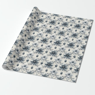Papier Cadeau Élégant pinceau à treillis fleuri argenté