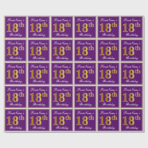 Papier Cadeau Élégant, pourpre, anniversaire d'or de Faux 18è
