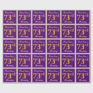Papier Cadeau Elégant, pourpre, Faux Gold 73ème anniversaire + N