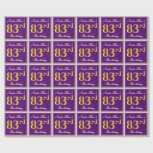 Papier Cadeau Elégant, pourpre, Faux Gold 83ème anniversaire + N