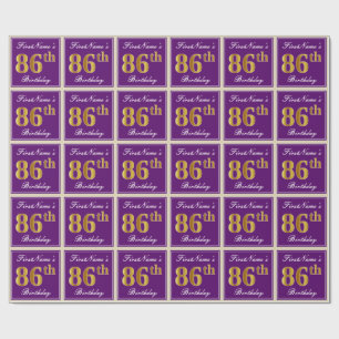 Papier Cadeau Elégant, pourpre, Faux Gold 86ème anniversaire + N