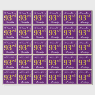 Papier Cadeau Elégant, pourpre, Faux Gold 93ème anniversaire + N