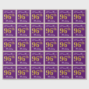 Papier Cadeau Elégant, pourpre, Faux Gold 96ème anniversaire + N