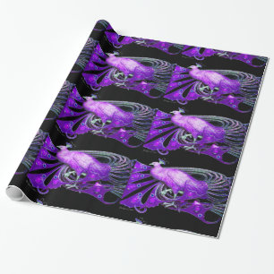 PAPIER CADEAU ÉLÉGANT PURPLE PEACOCK AVEC PIERRES GEM