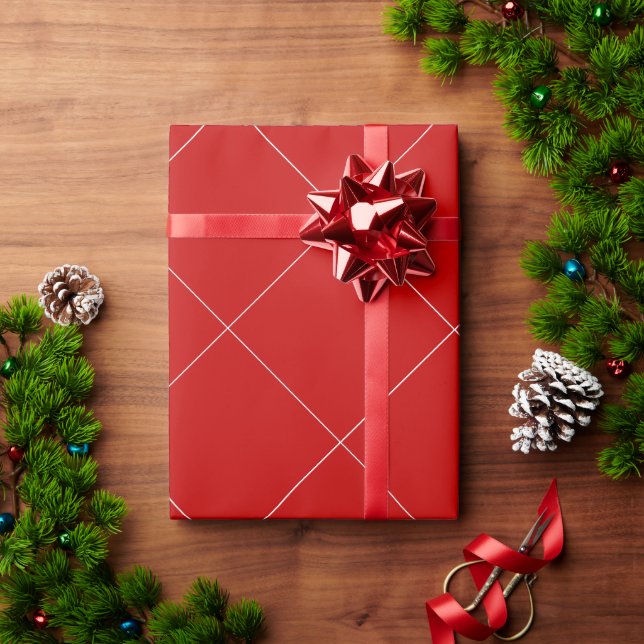 Papier Cadeau Elegant Red And White Template Christmas Gift (Cadeau de vacances)