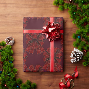 Papier Cadeau Élégant Red Bows Bourgogne Moderne Vacances