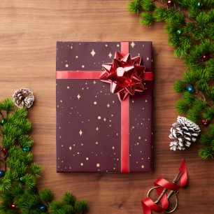 Papier Cadeau Élégant Red Gold Stars