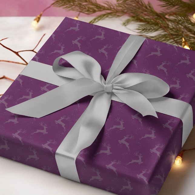 Papier Cadeau Élégant renne violet Monotone Noël (Créateur téléchargé)
