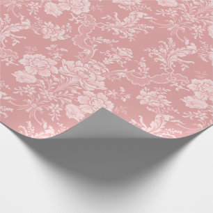 Papier Cadeau Élégant romantique chic floral Damask-Pastel ros