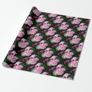 Papier Cadeau Elégant romantique Rose Blanc floral Peonies