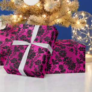 Papier Cadeau Élégant rose chaud et noir Parties scintillant Fle