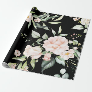 Papier Cadeau Elégant rose clair Eucalyptus Vert Noir