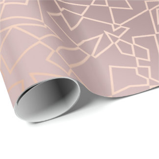 Papier Cadeau Elégant rose élégant or rose motif géométrique