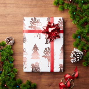 Papier Cadeau Élégant rose en cuivre mignon or motif de Noël