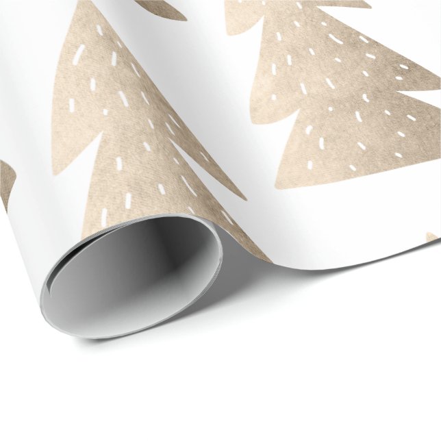 Papier Cadeau Élégant rose en cuivre motif de Noël (Coin rond)