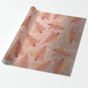 Papier Cadeau Élégant rose en cuivre motif de Noël