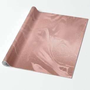 Papier Cadeau Élégant rose en cuivre, or et marbre rose